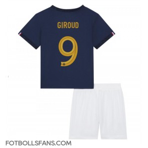 Frankrike Olivier Giroud #9 Replika Hemmatröja Barn VM 2022 Kortärmad (+ Korta byxor)
